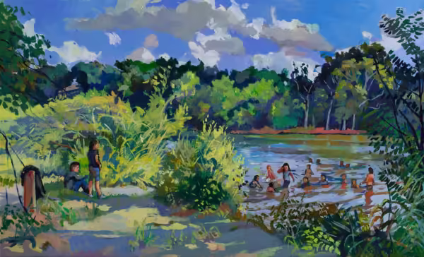 Daniel Finaldi - Children Jumping In The River For A Summer Swim